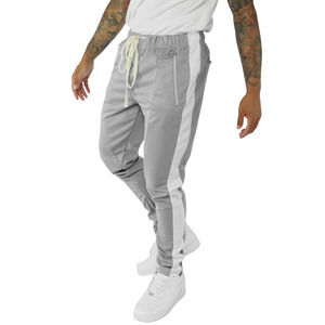 ZCL New gray & white Premium Side Stripe Zip Pocket track pants size 2XL